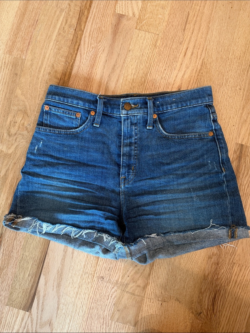 Madewell Dark Blue High-Rise Denim Shorts